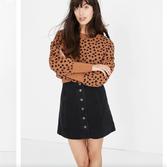 Madewell Black Denim Mini Skirt snaps up - Picture 3 of 8